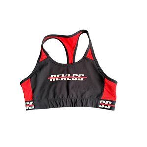 Young & Reckless Womens Black & Red Racerback Sports Bra Medium